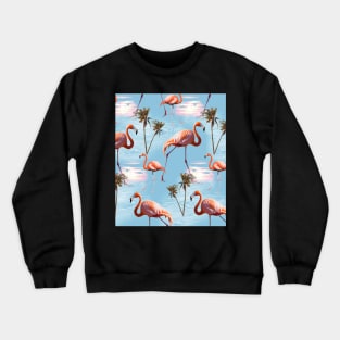 Flamingo Palm, Flamingos And Palms, Sunset Crewneck Sweatshirt